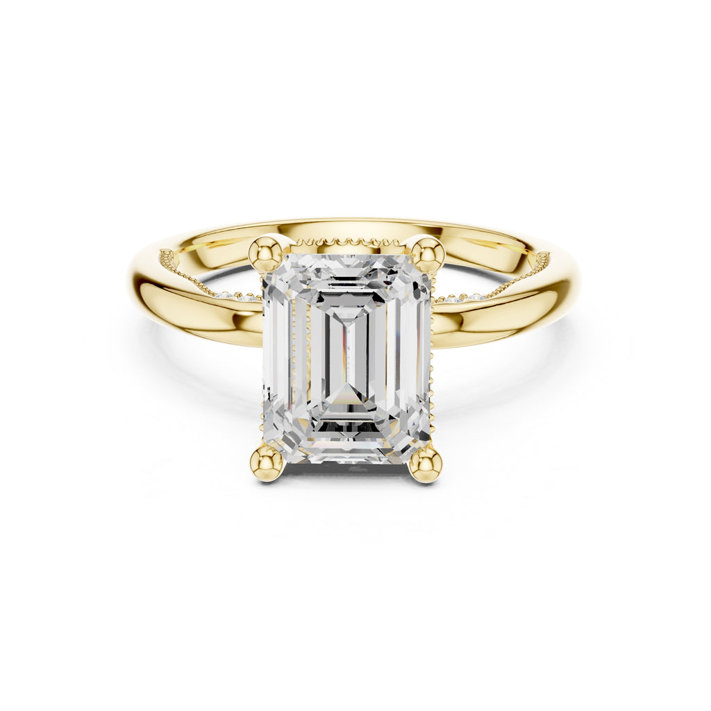 2.50 ct Ember Solitaire Engagement Ring 2.5ct Yellow Gold Emerald