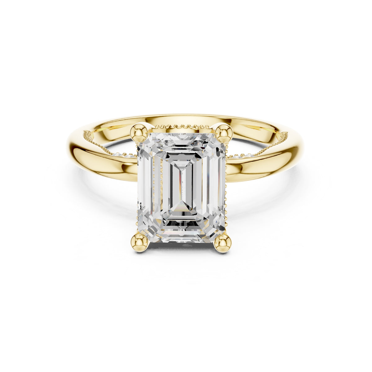 2.50 ct Ember Solitaire Engagement Ring 2.5ct Yellow Gold Emerald