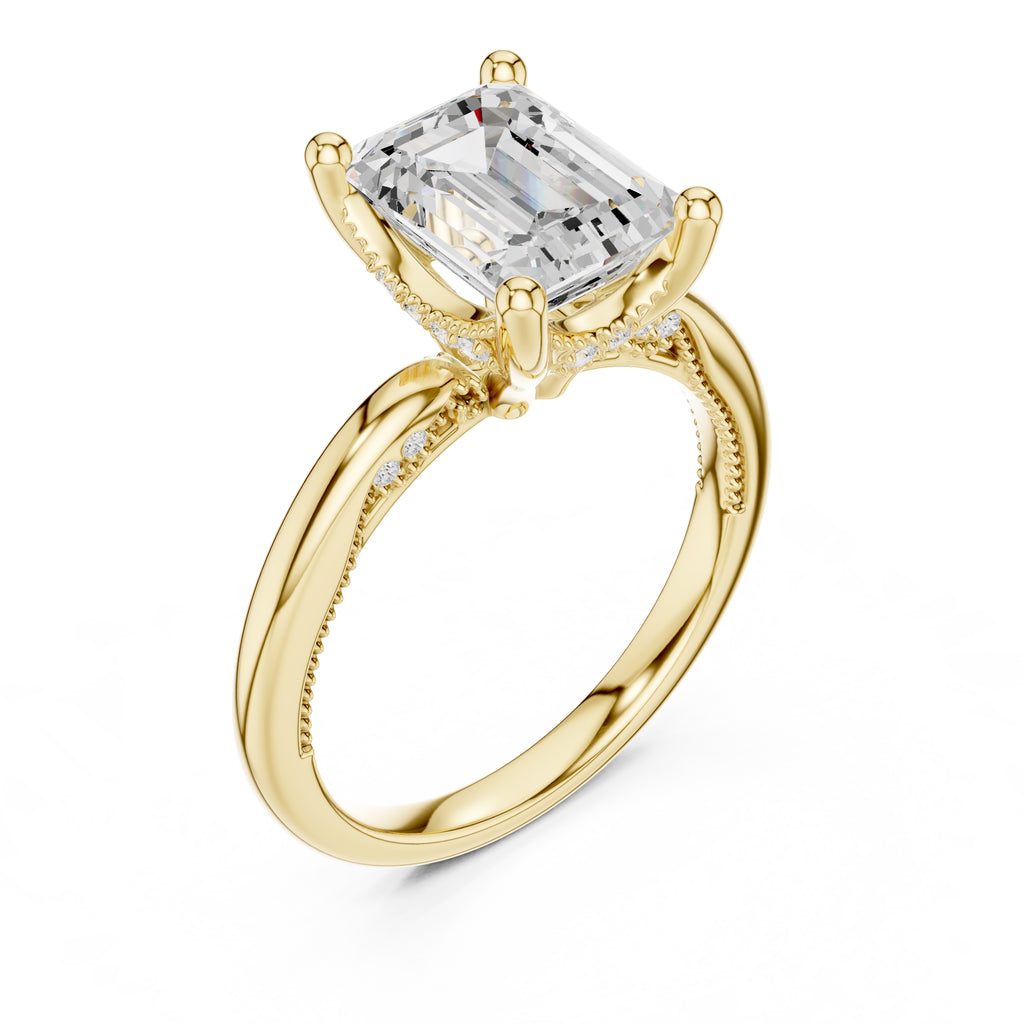 2.50 ct Ember Solitaire Engagement Ring 2.5ct Yellow Gold Emerald
