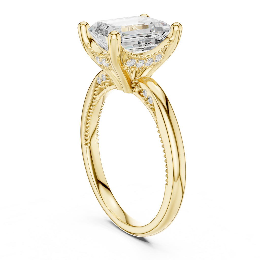 2.50 ct Ember Solitaire Engagement Ring 2.5ct Yellow Gold Emerald
