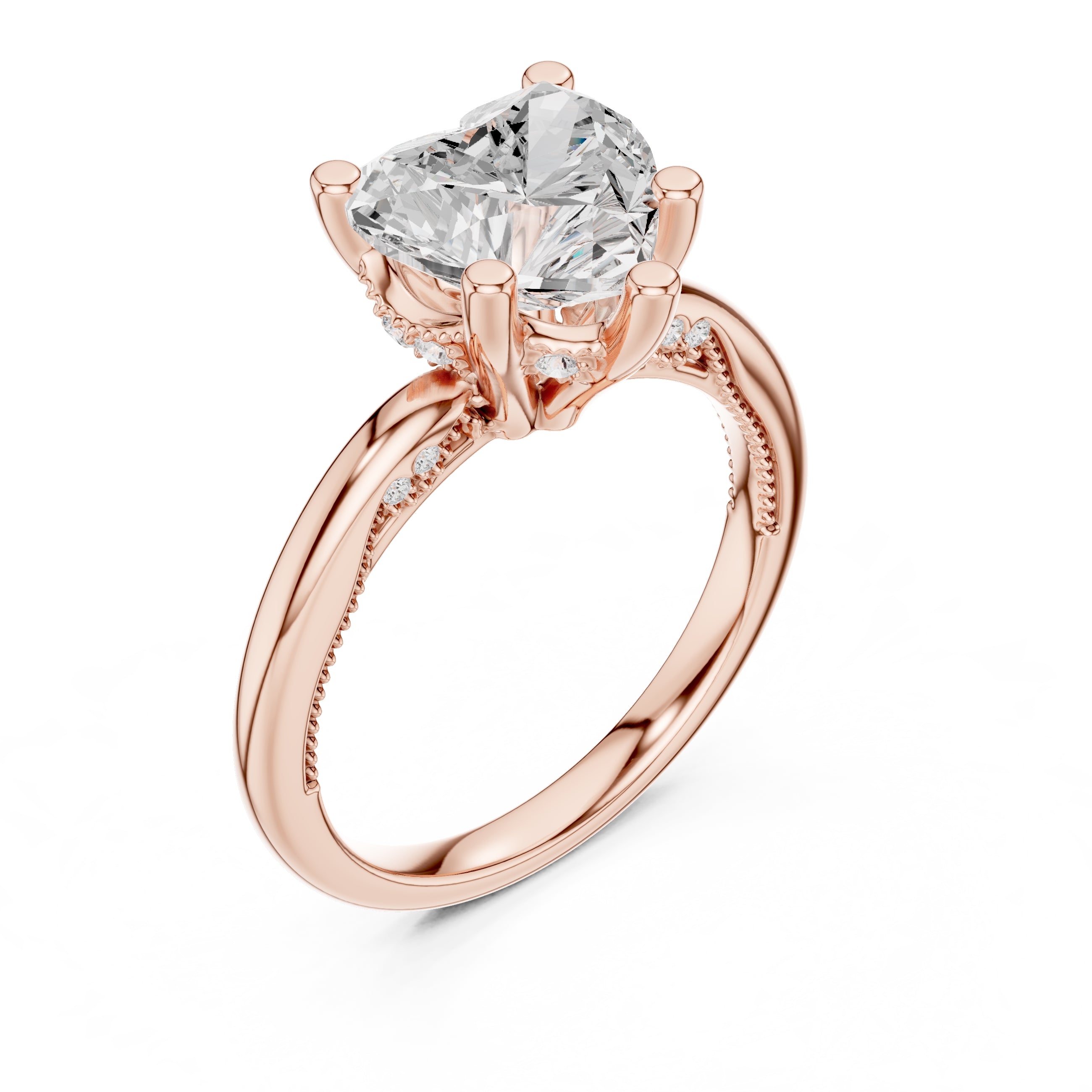 2.50 ct Ember Solitaire Engagement Ring 2.5ct Rose Gold Heart