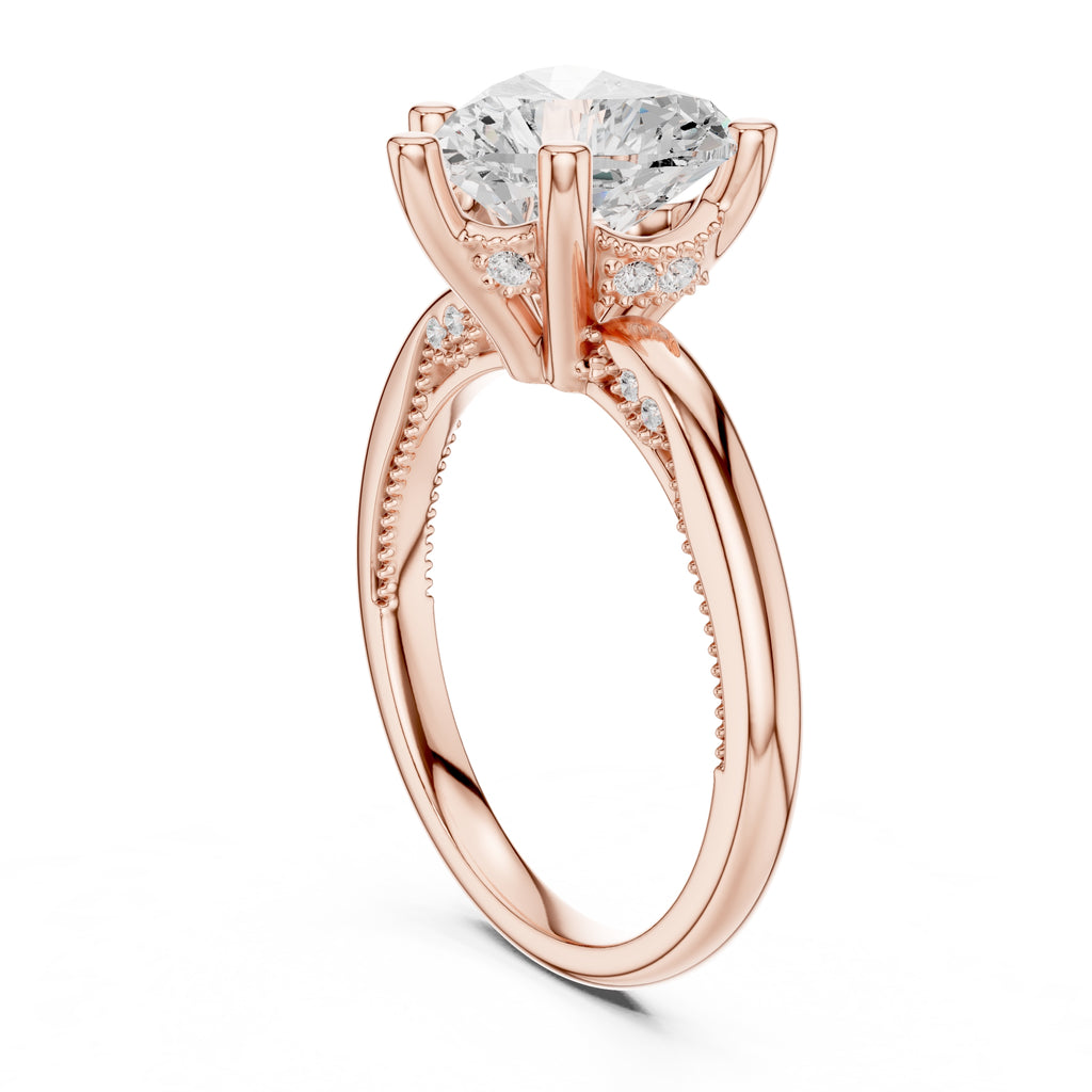 2.50 ct Ember Solitaire Engagement Ring 2.5ct Rose Gold Heart