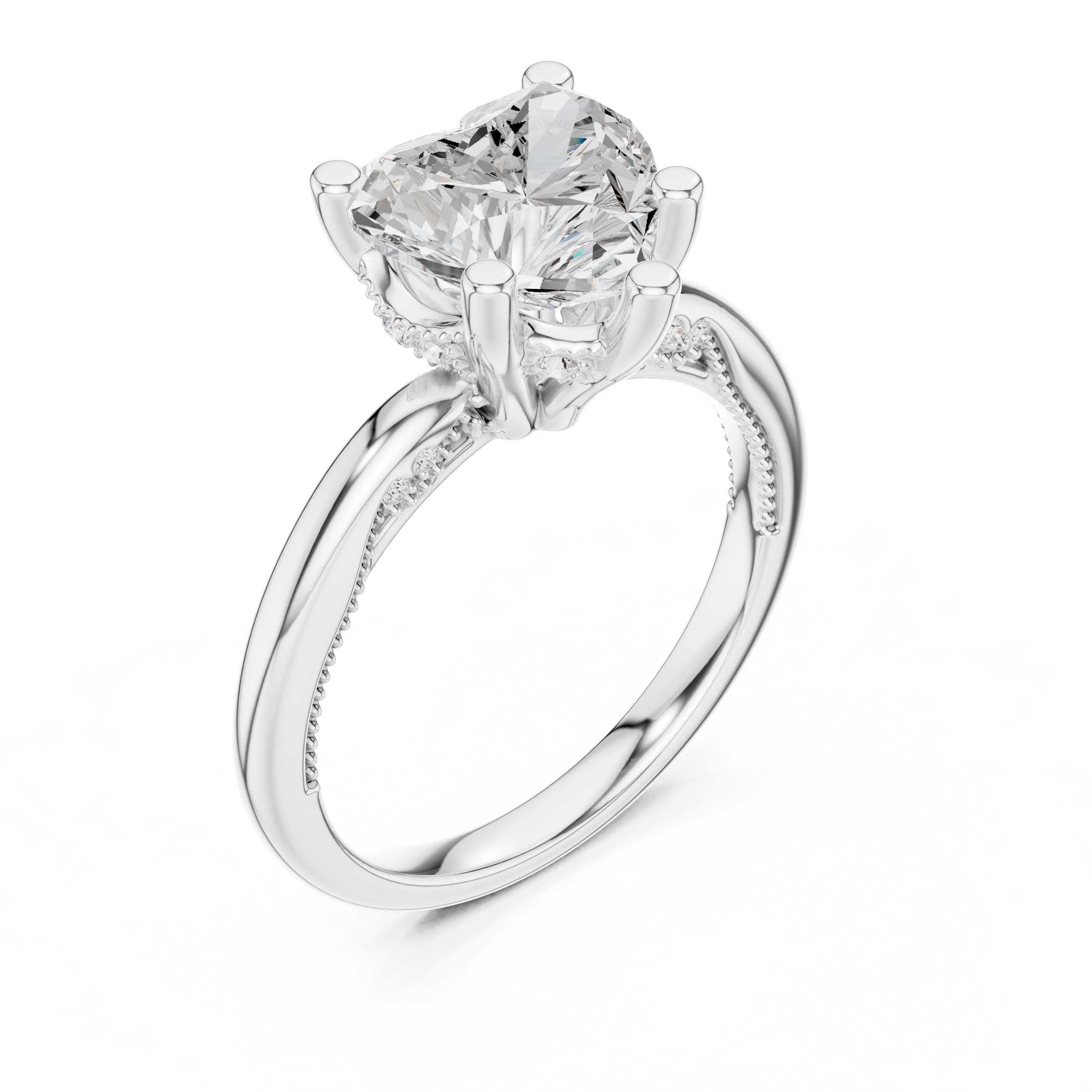 2.50 ct Ember Solitaire Engagement Ring 2.5ct White Gold Heart