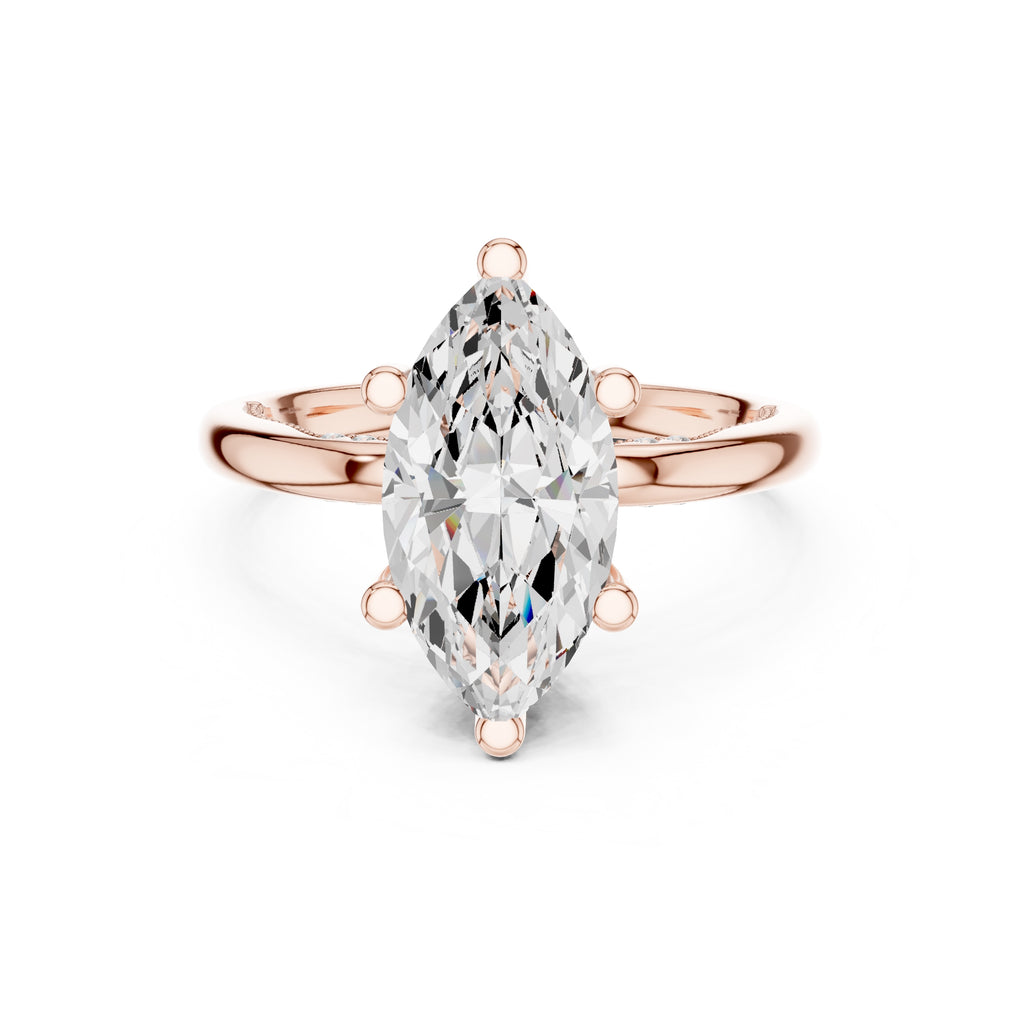 2.50 ct Ember Solitaire Engagement Ring 2.5ct Rose Gold Marquise