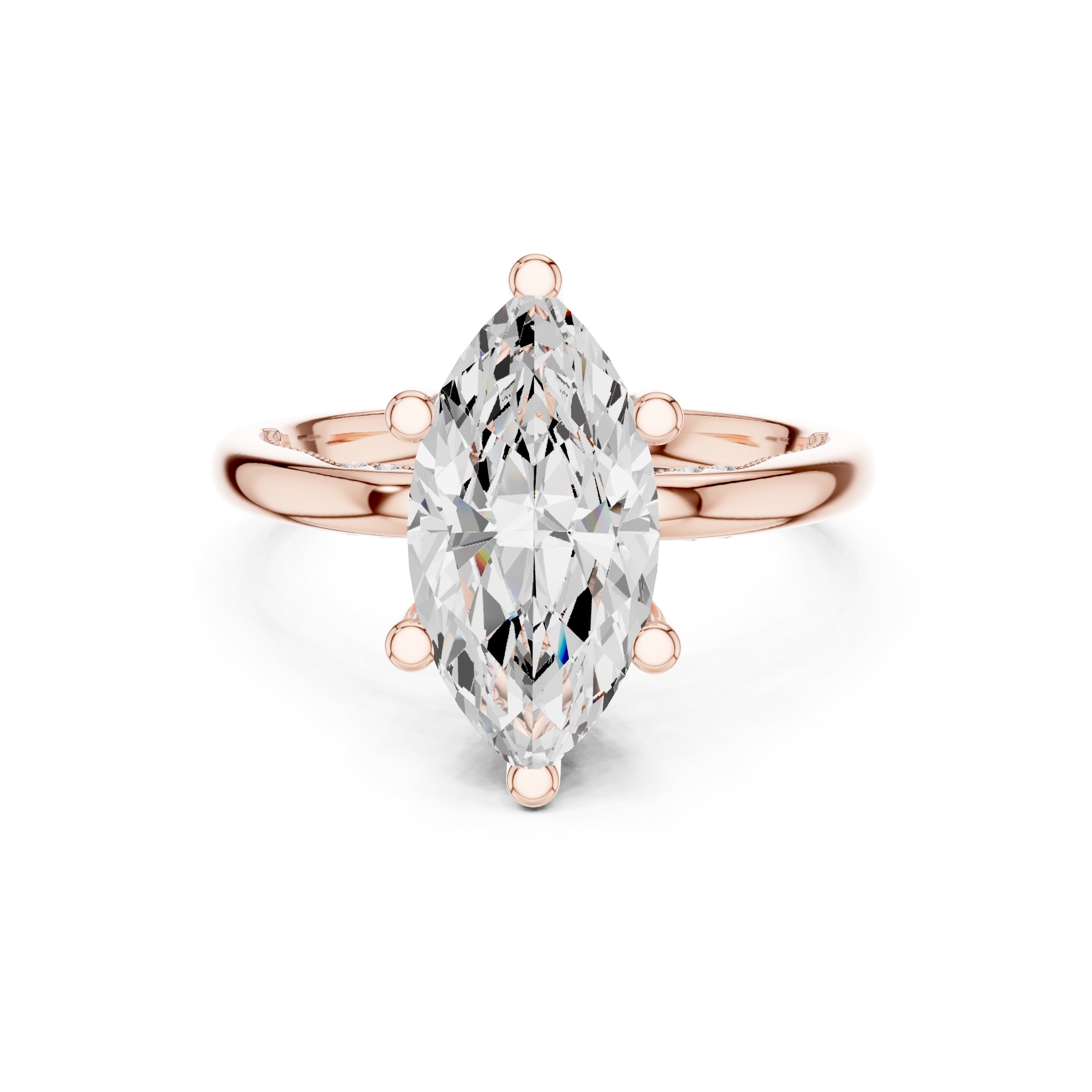 2.50 ct Ember Solitaire Engagement Ring 2.5ct Rose Gold Marquise