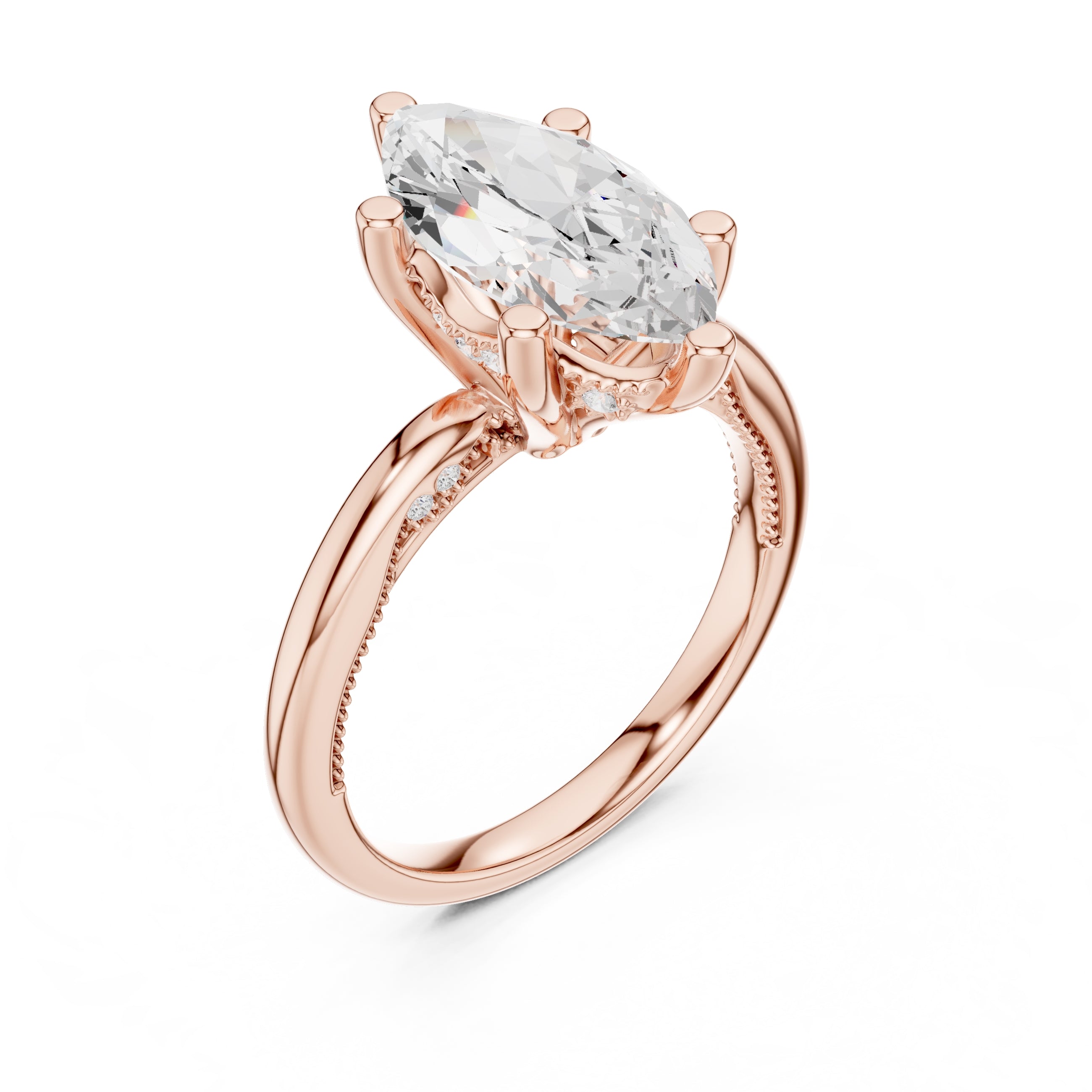 2.50 ct Ember Solitaire Engagement Ring 2.5ct Rose Gold Marquise