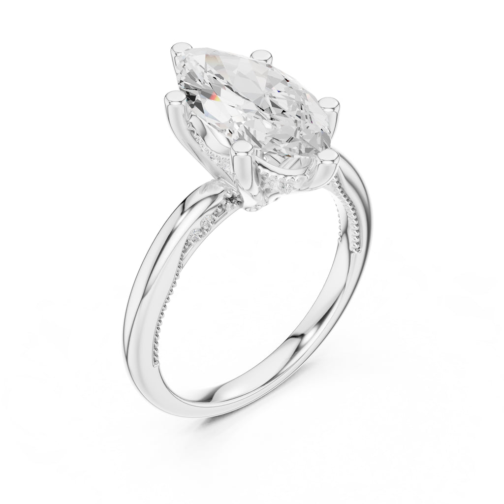 2.50 ct Ember Solitaire Engagement Ring 2.5ct White Gold Marquise