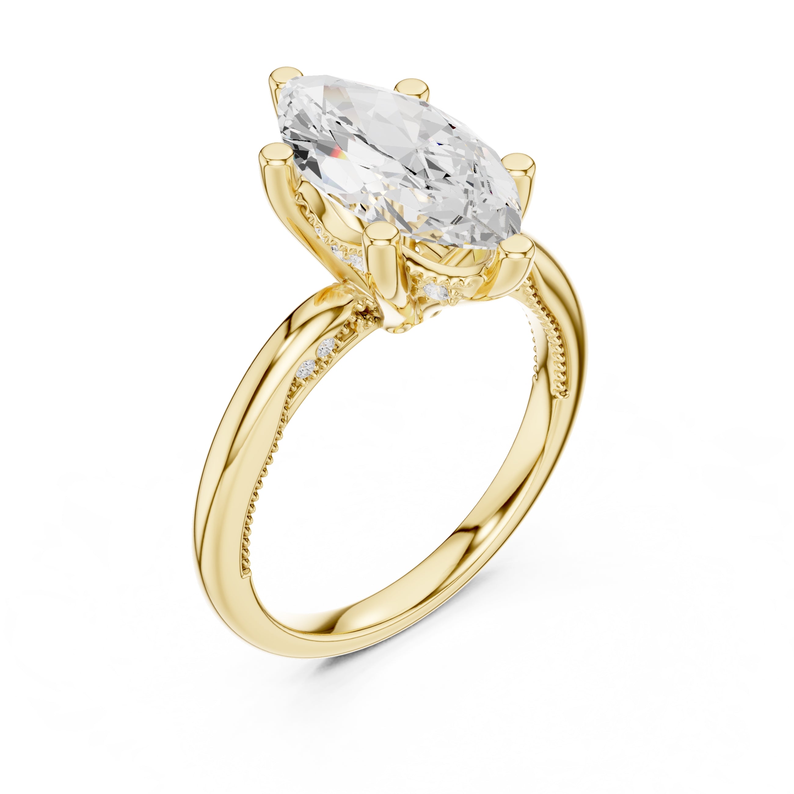 2.50 ct Ember Solitaire Engagement Ring 2.5ct Yellow Gold Marquise