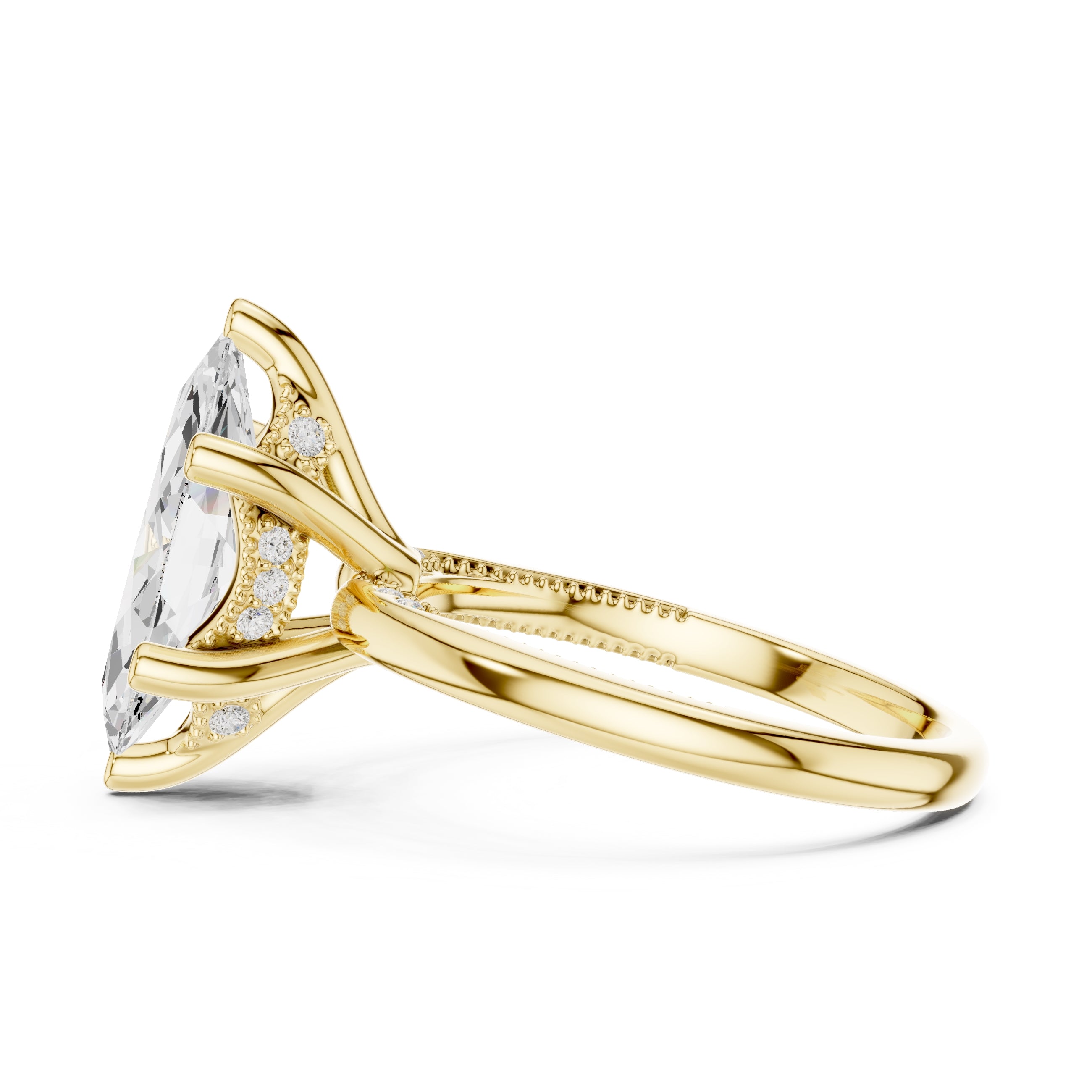 2.50 ct Ember Solitaire Engagement Ring 2.5ct Yellow Gold Marquise