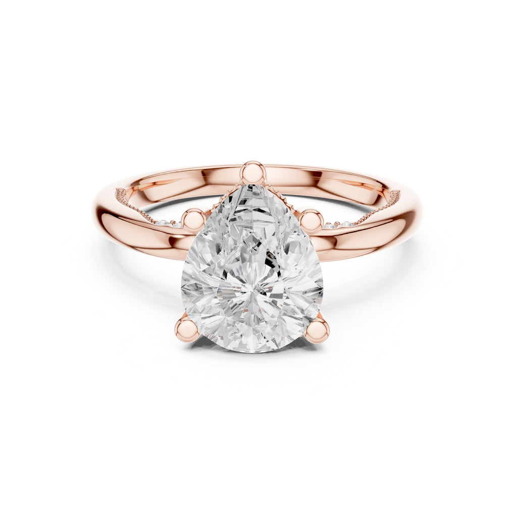 2.50 ct Ember Solitaire Engagement Ring 2.5ct Rose Gold Pear