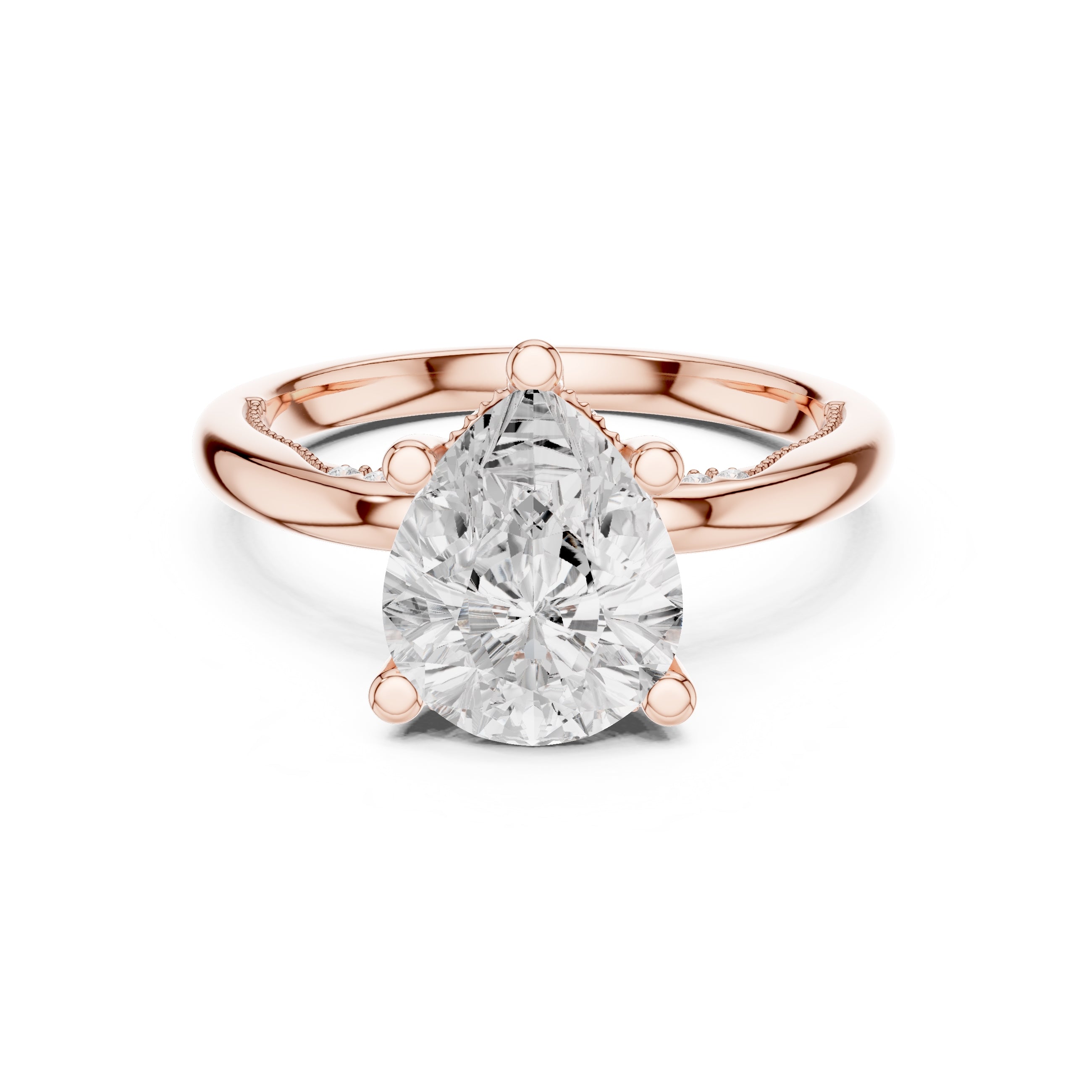 2.50 ct Ember Solitaire Engagement Ring 2.5ct Rose Gold Pear