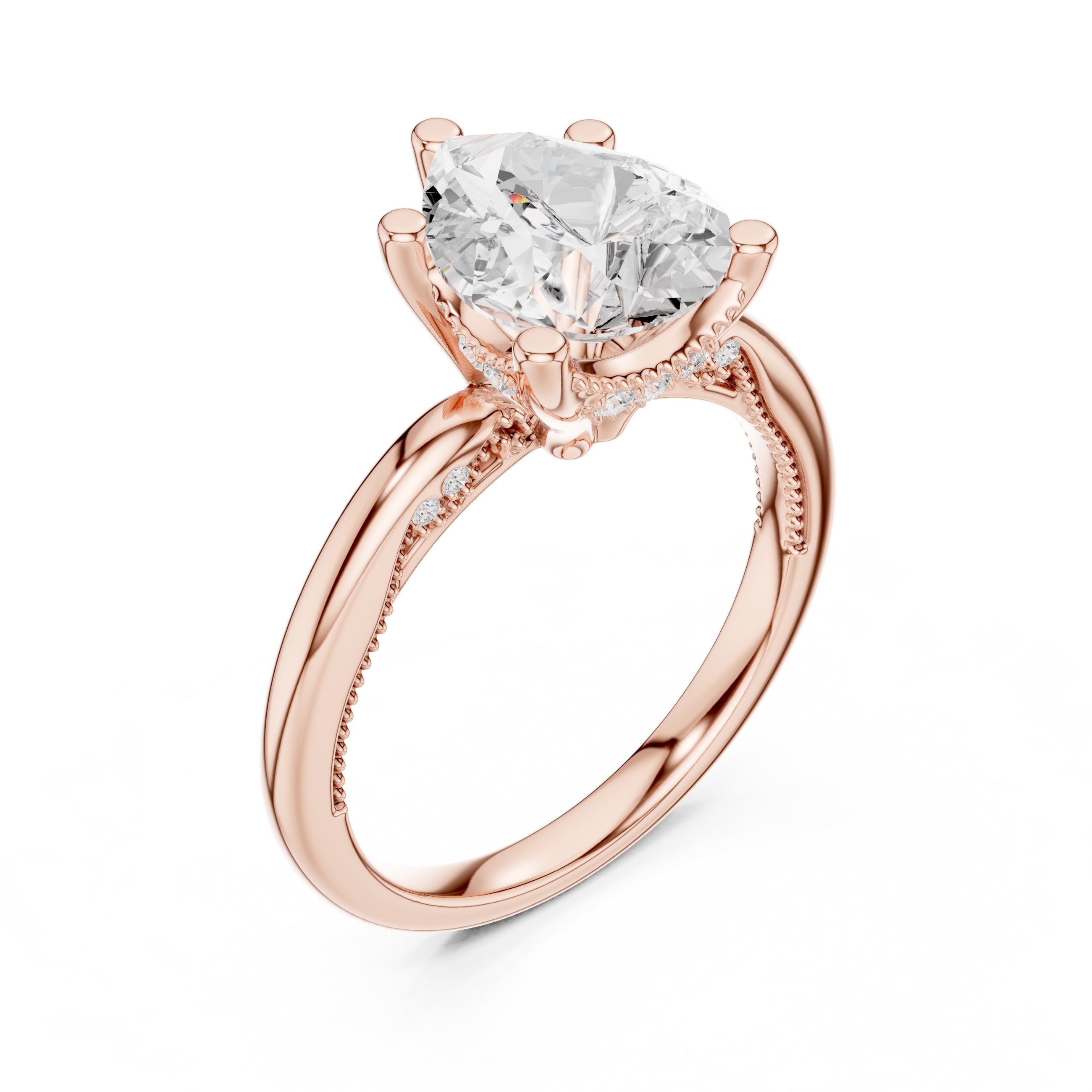 2.50 ct Ember Solitaire Engagement Ring 2.5ct Rose Gold Pear