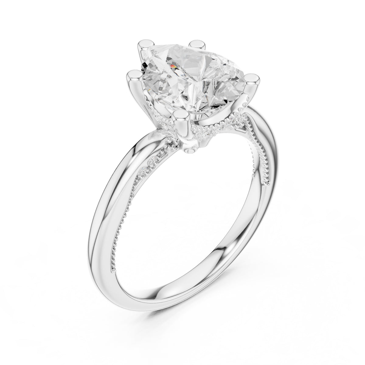 2.50 ct Ember Solitaire Engagement Ring 2.5ct White Gold Pear