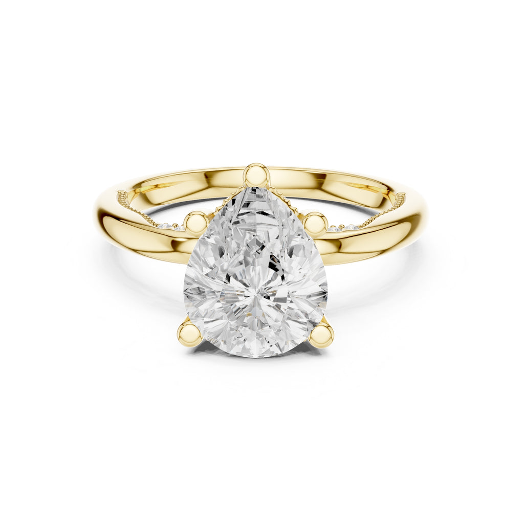 2.50 ct Ember Solitaire Engagement Ring 2.5ct Yellow Gold Pear