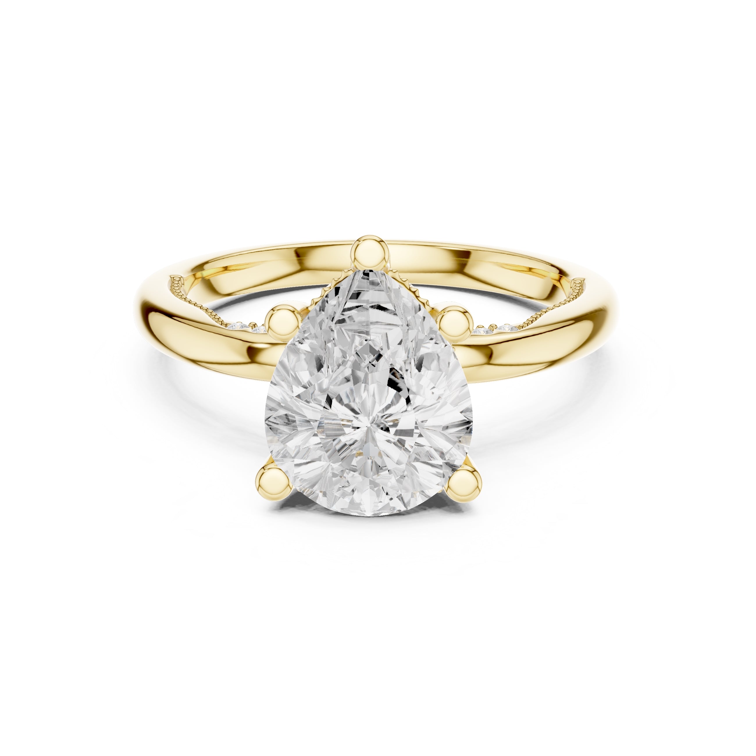 2.50 ct Ember Solitaire Engagement Ring 2.5ct Yellow Gold Pear