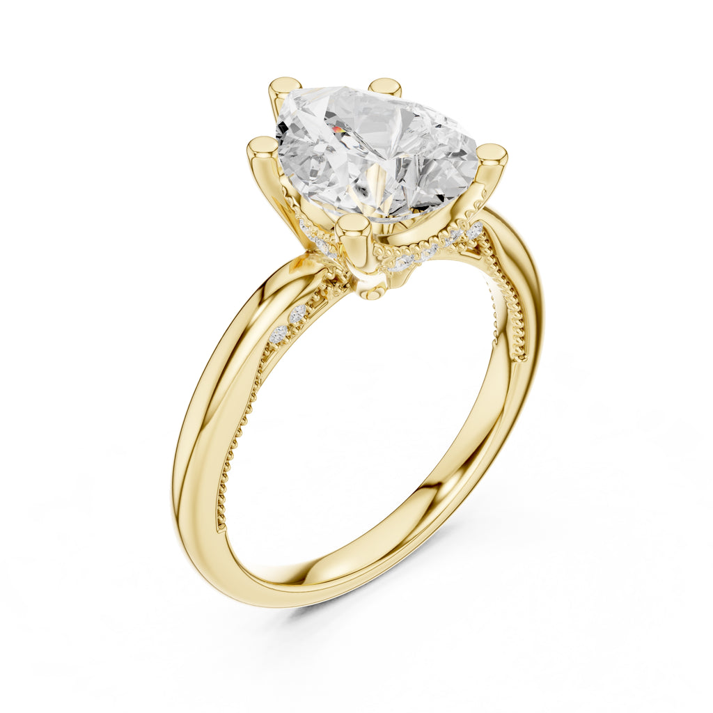 2.50 ct Ember Solitaire Engagement Ring 2.5ct Yellow Gold Pear