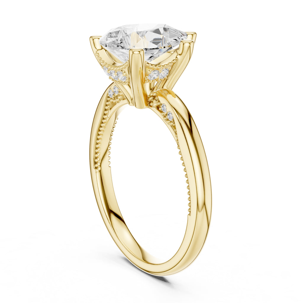 2.50 ct Ember Solitaire Engagement Ring 2.5ct Yellow Gold Pear