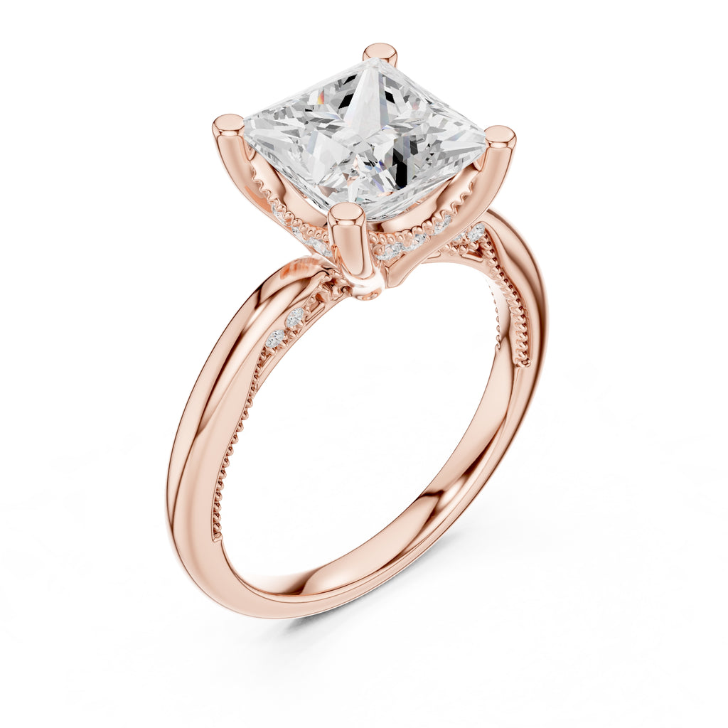 2.50 ct Ember Solitaire Engagement Ring 2.5ct Rose Gold Princess