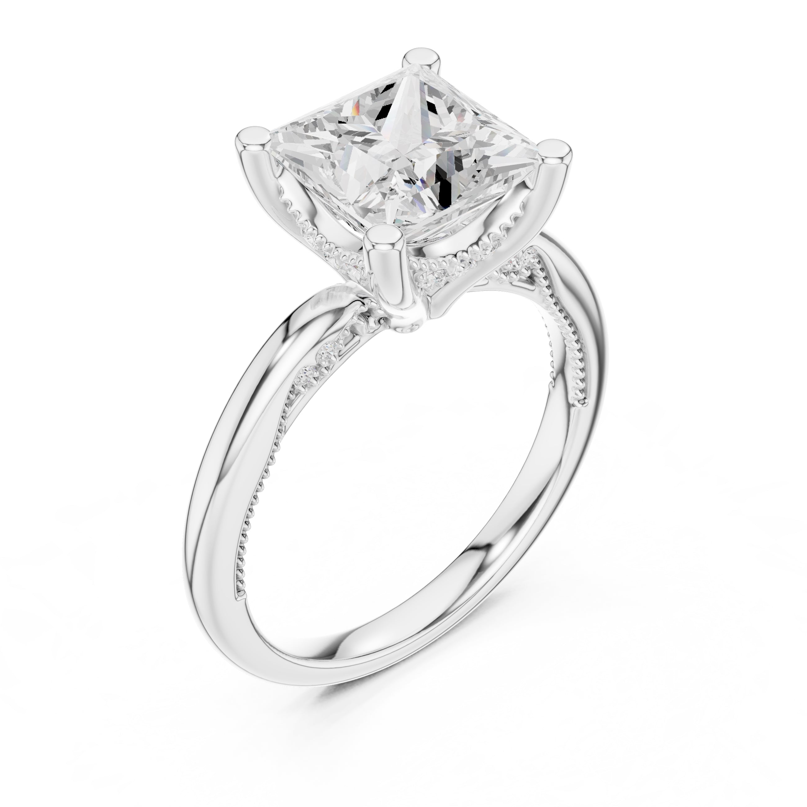 2.50 ct Ember Solitaire Engagement Ring 2.5ct White Gold Princess