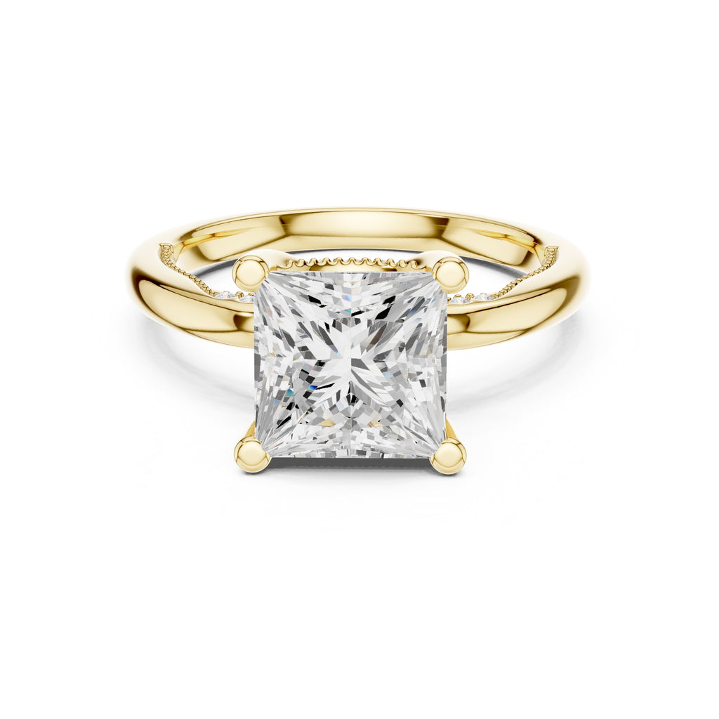 2.50 ct Ember Solitaire Engagement Ring 2.5ct Yellow Gold Princess