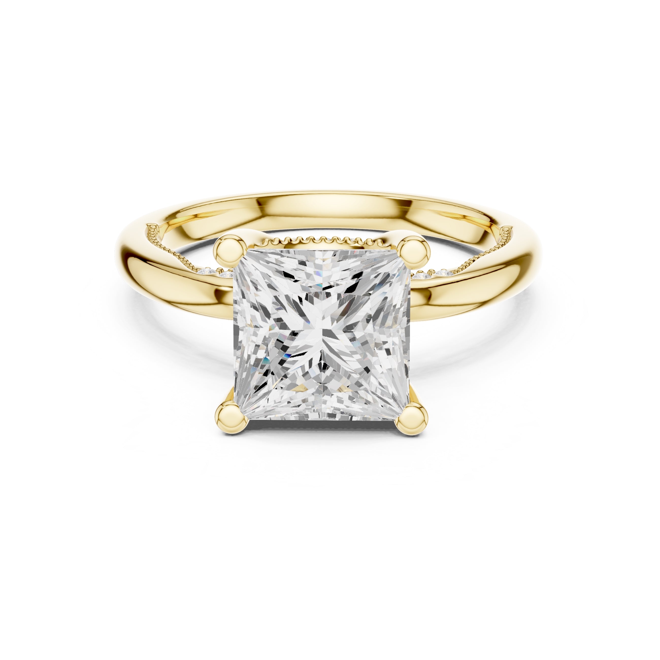 2.50 ct Ember Solitaire Engagement Ring 2.5ct Yellow Gold Princess