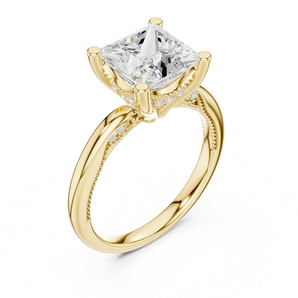 2.50 ct Ember Solitaire Engagement Ring 2.5ct Yellow Gold Princess