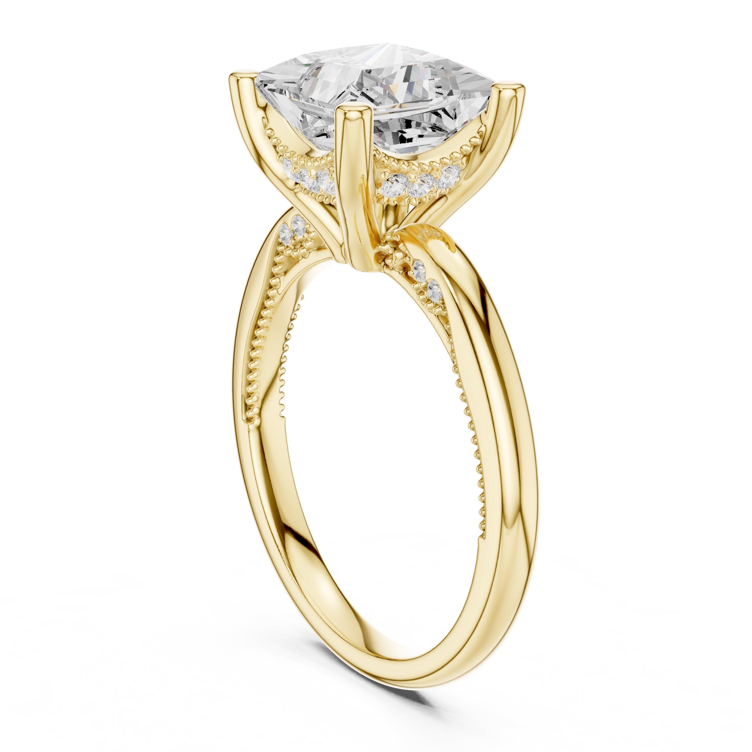 2.50 ct Ember Solitaire Engagement Ring 2.5ct Yellow Gold Princess
