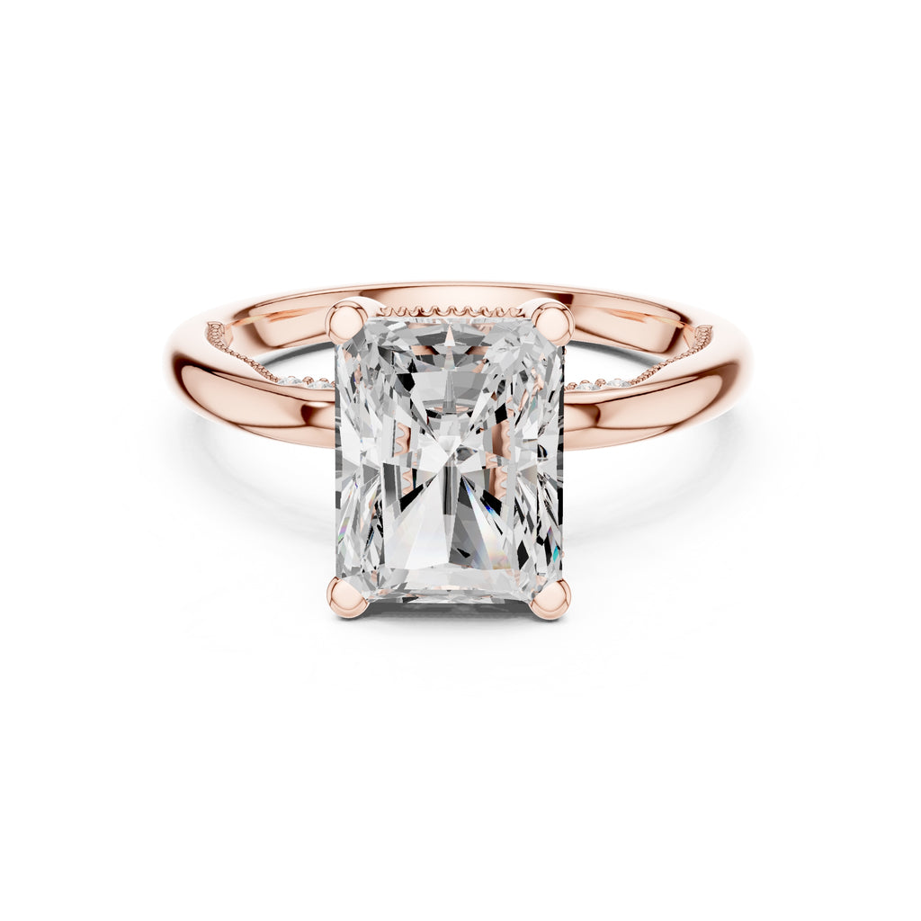 2.50 ct Ember Solitaire Engagement Ring 2.5ct Rose Gold Radiant