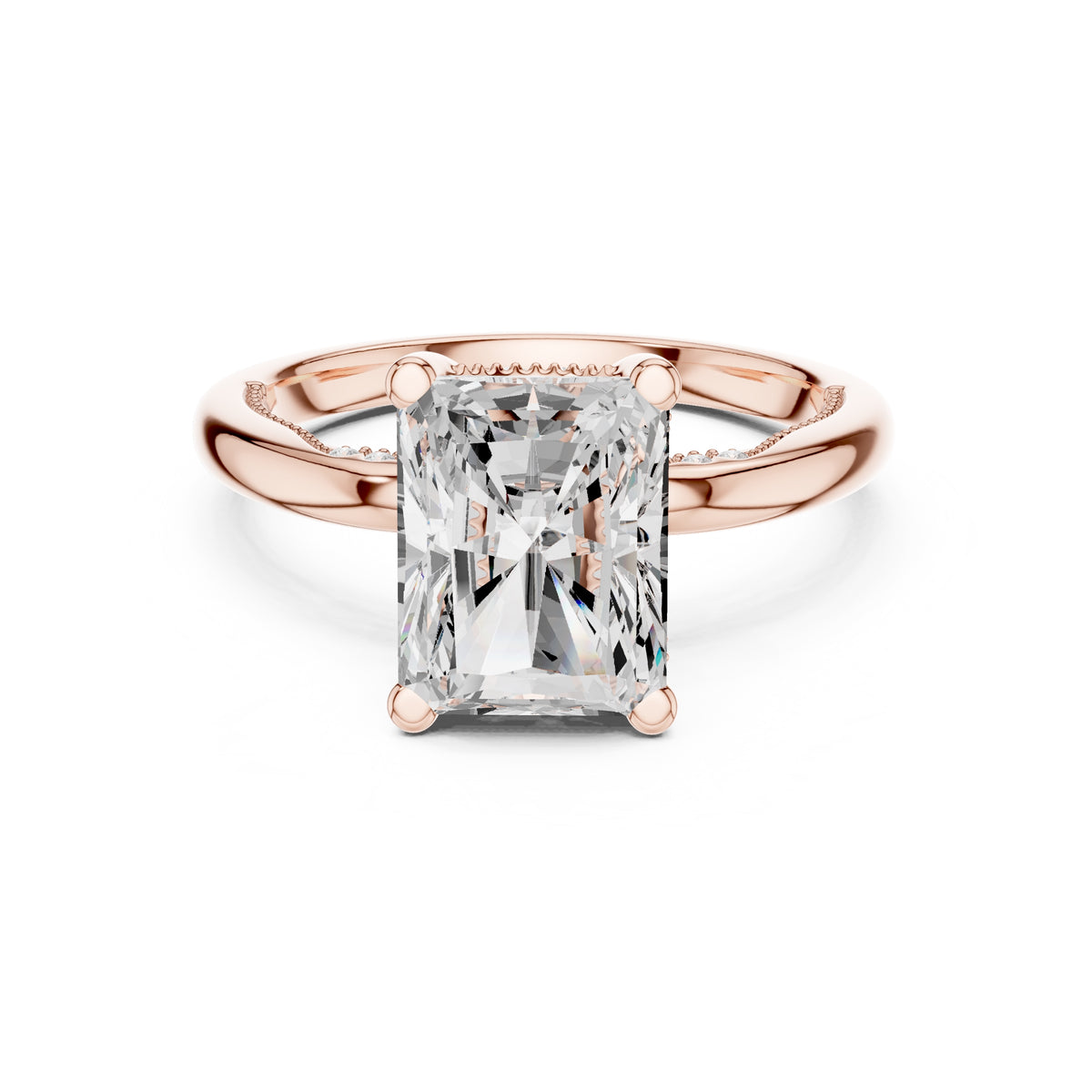 2.50 ct Ember Solitaire Engagement Ring 2.5ct Rose Gold Radiant