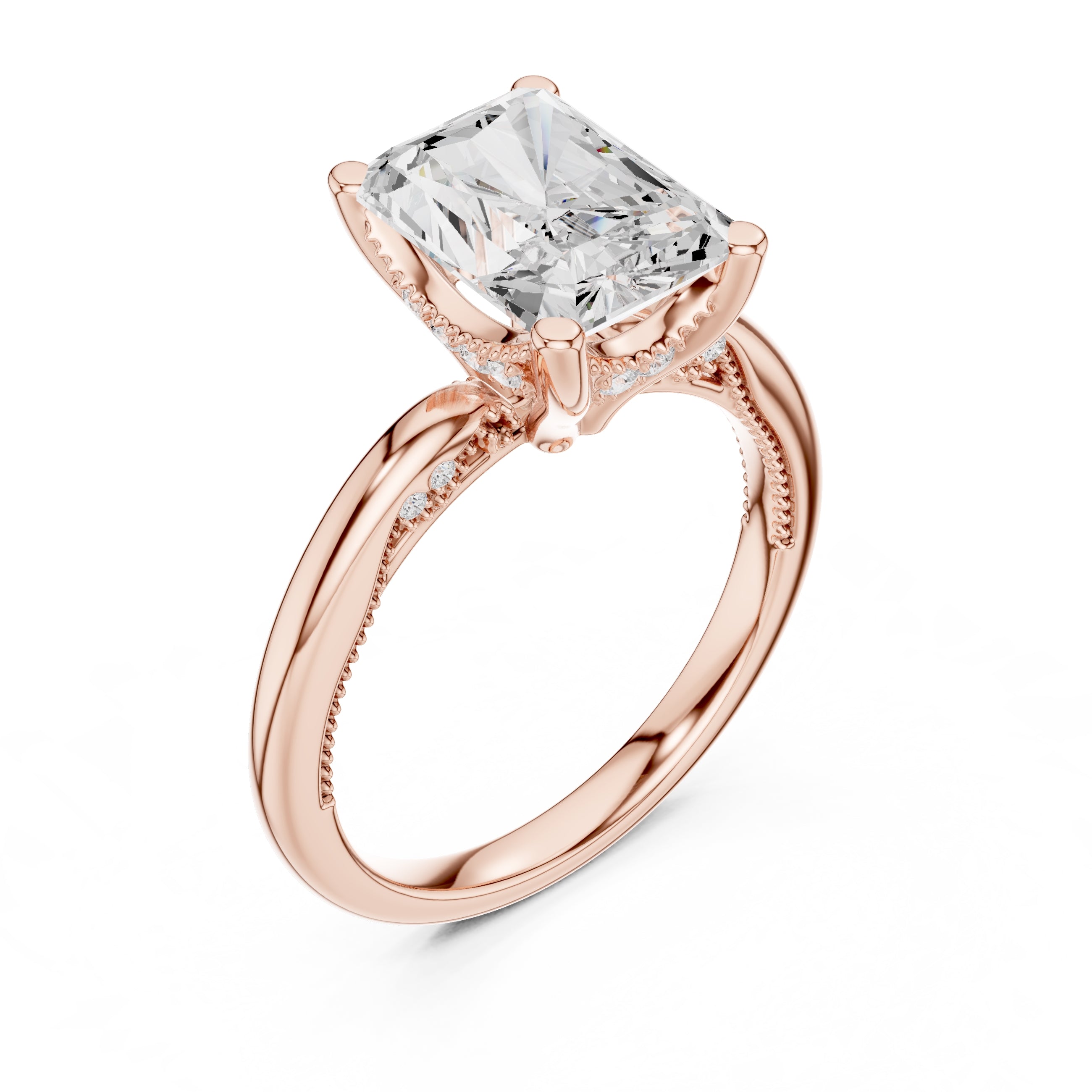 2.50 ct Ember Solitaire Engagement Ring 2.5ct Rose Gold Radiant