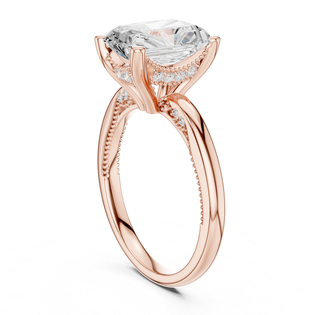 2.50 ct Ember Solitaire Engagement Ring 2.5ct Rose Gold Radiant