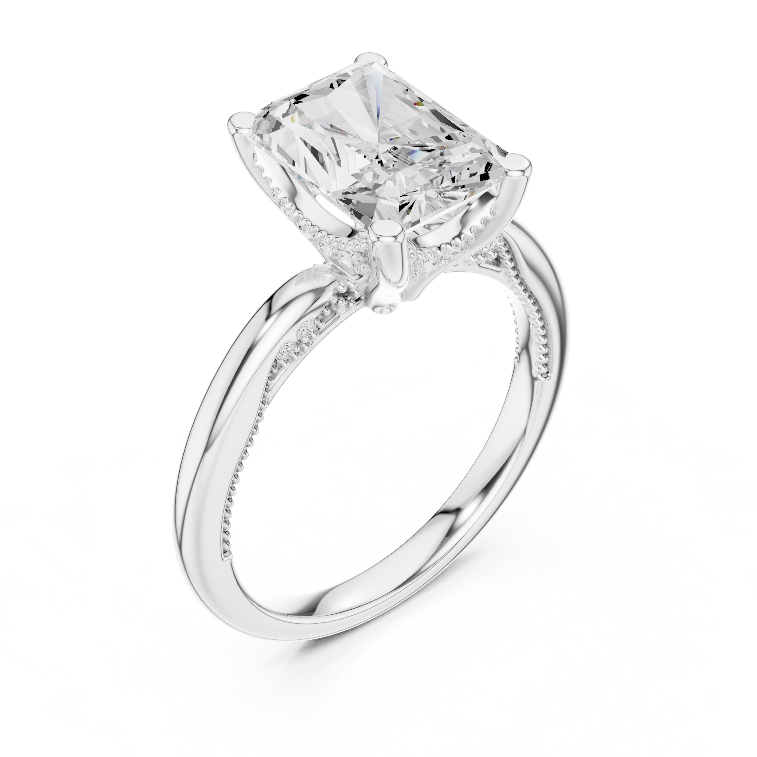 2.50 ct Ember Solitaire Engagement Ring 2.5ct White Gold Radiant