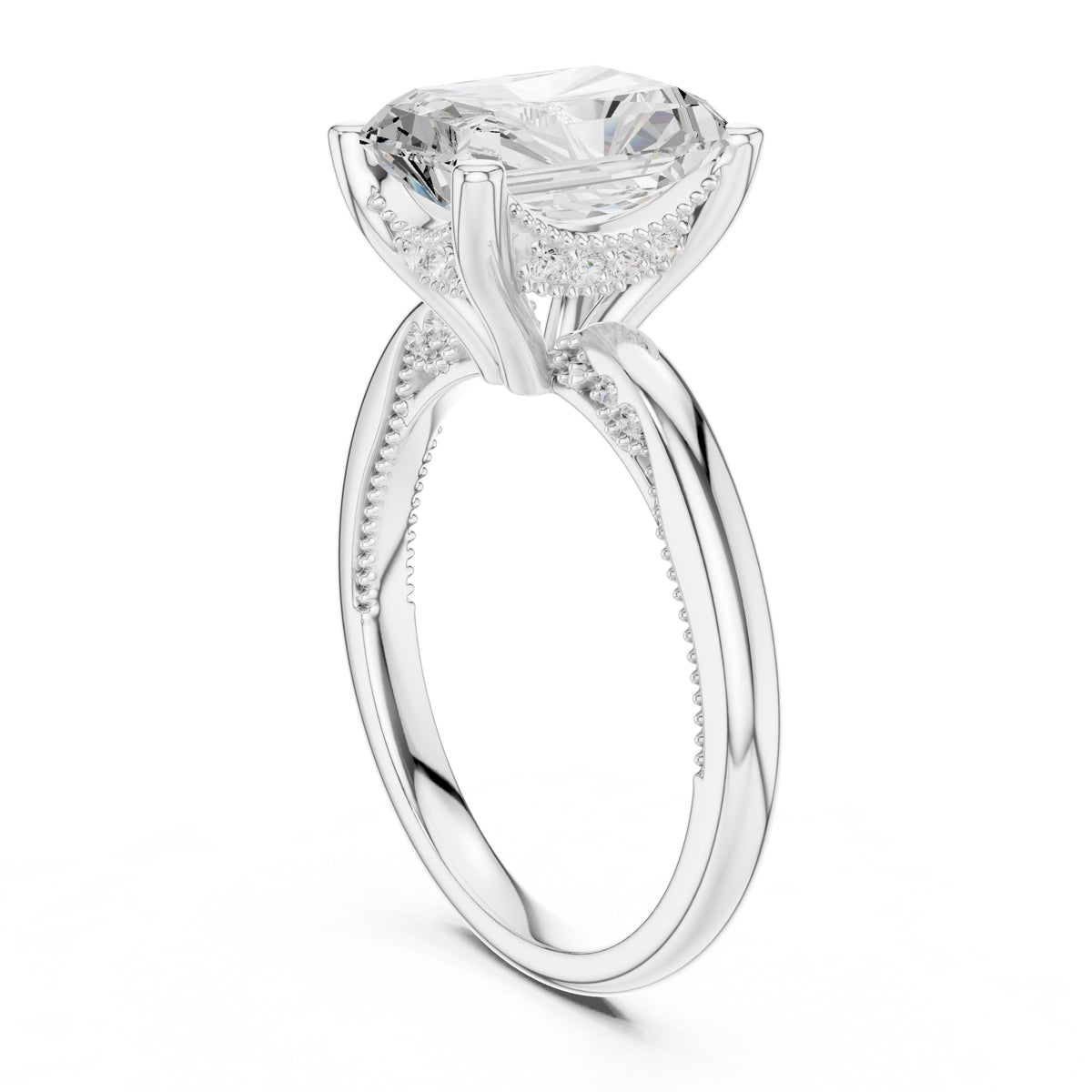 2.50 ct Ember Solitaire Engagement Ring 2.5ct White Gold Radiant