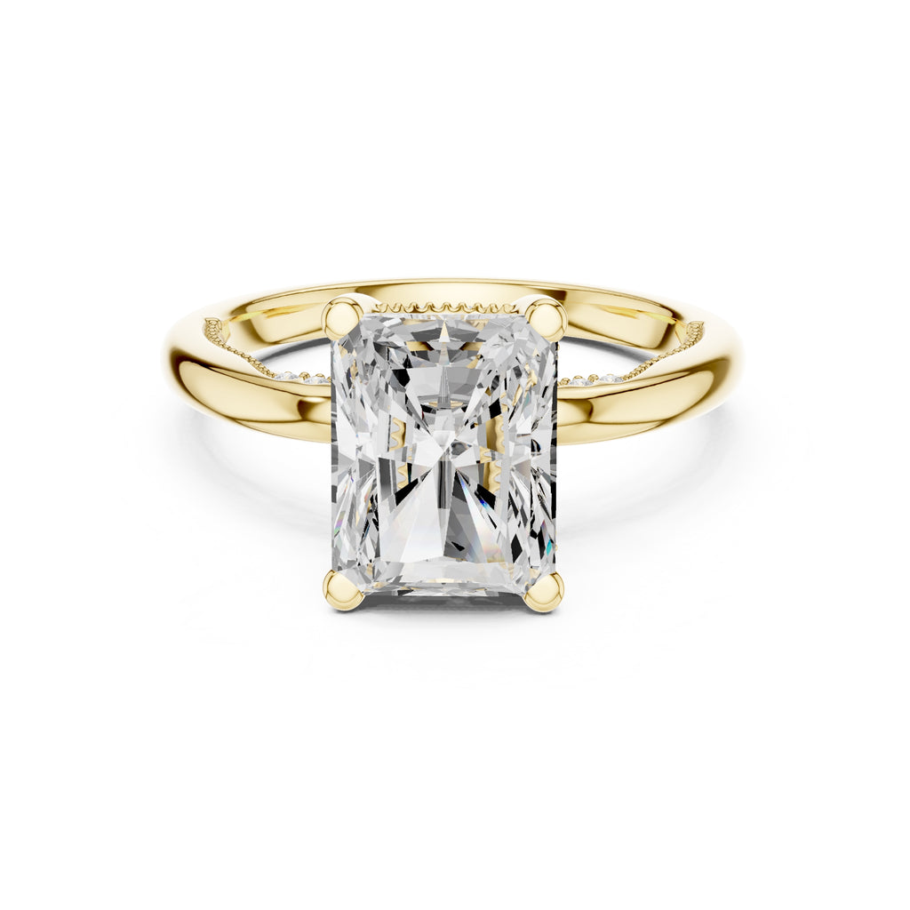 2.50 ct Ember Solitaire Engagement Ring 2.5ct Yellow Gold Radiant