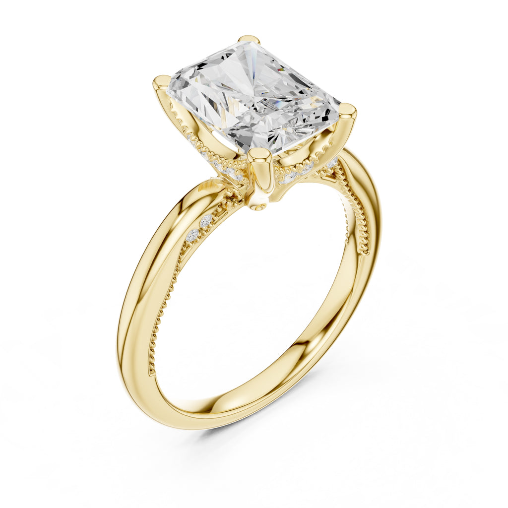 2.50 ct Ember Solitaire Engagement Ring 2.5ct Yellow Gold Radiant