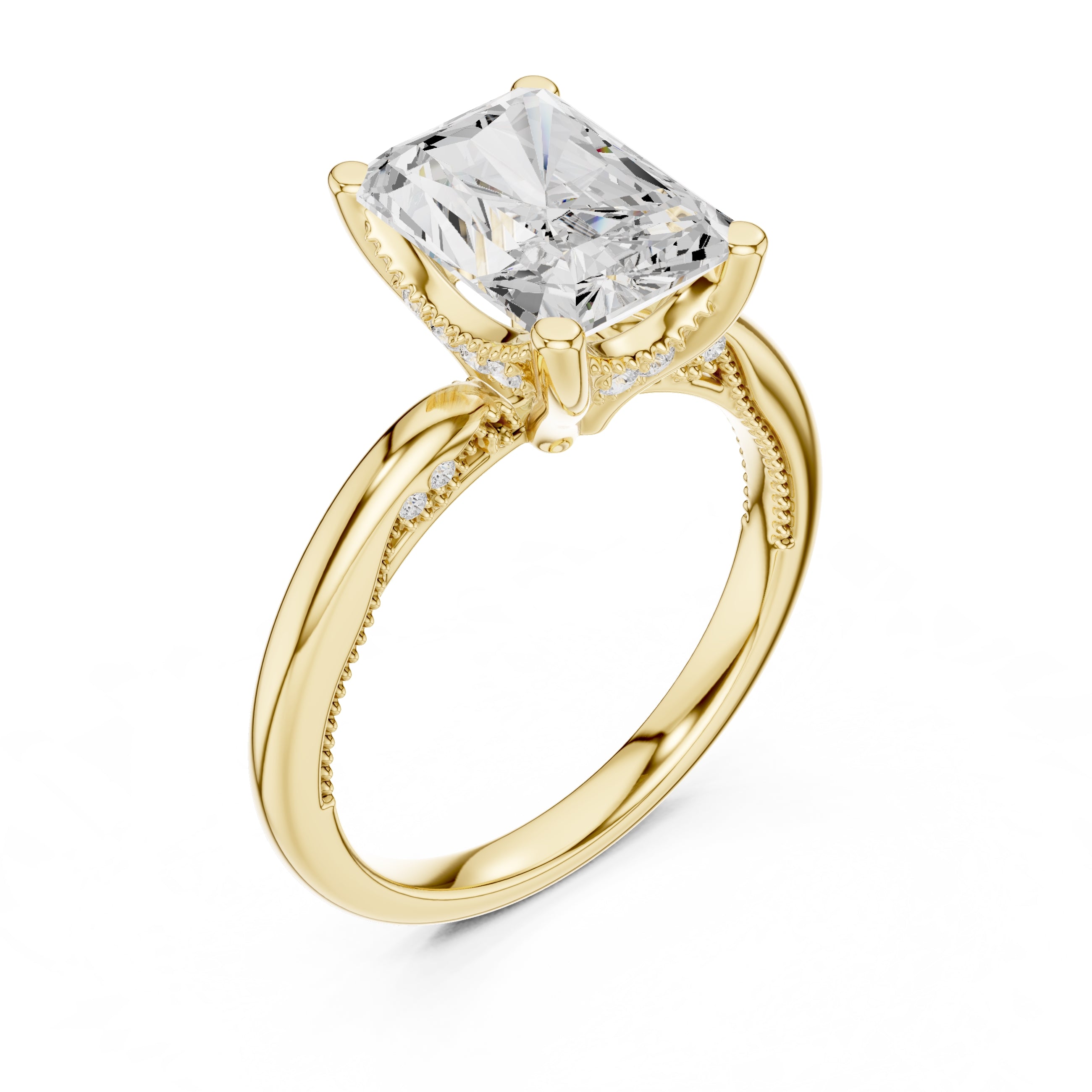 2.50 ct Ember Solitaire Engagement Ring 2.5ct Yellow Gold Radiant