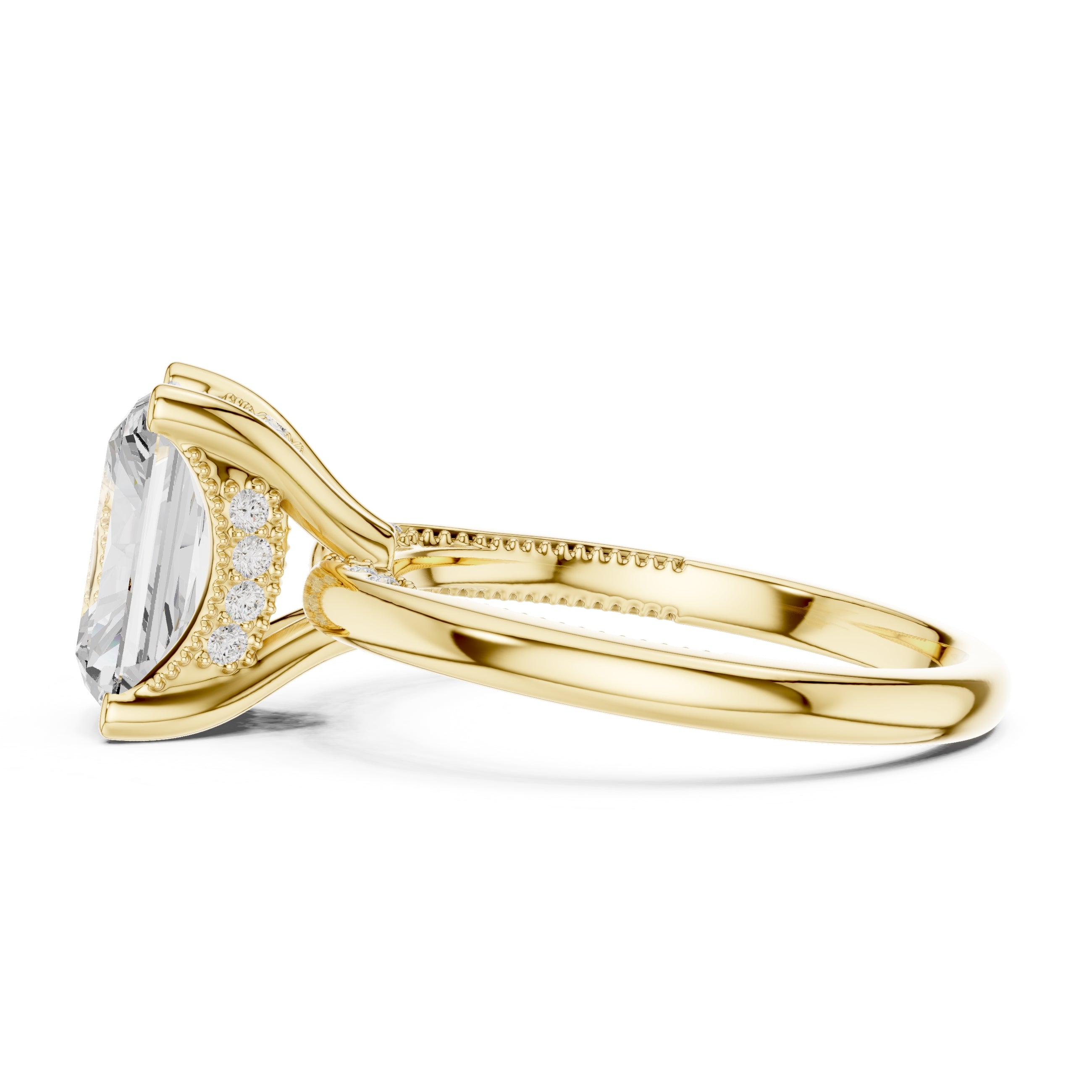 2.50 ct Ember Solitaire Engagement Ring 2.5ct Yellow Gold Radiant