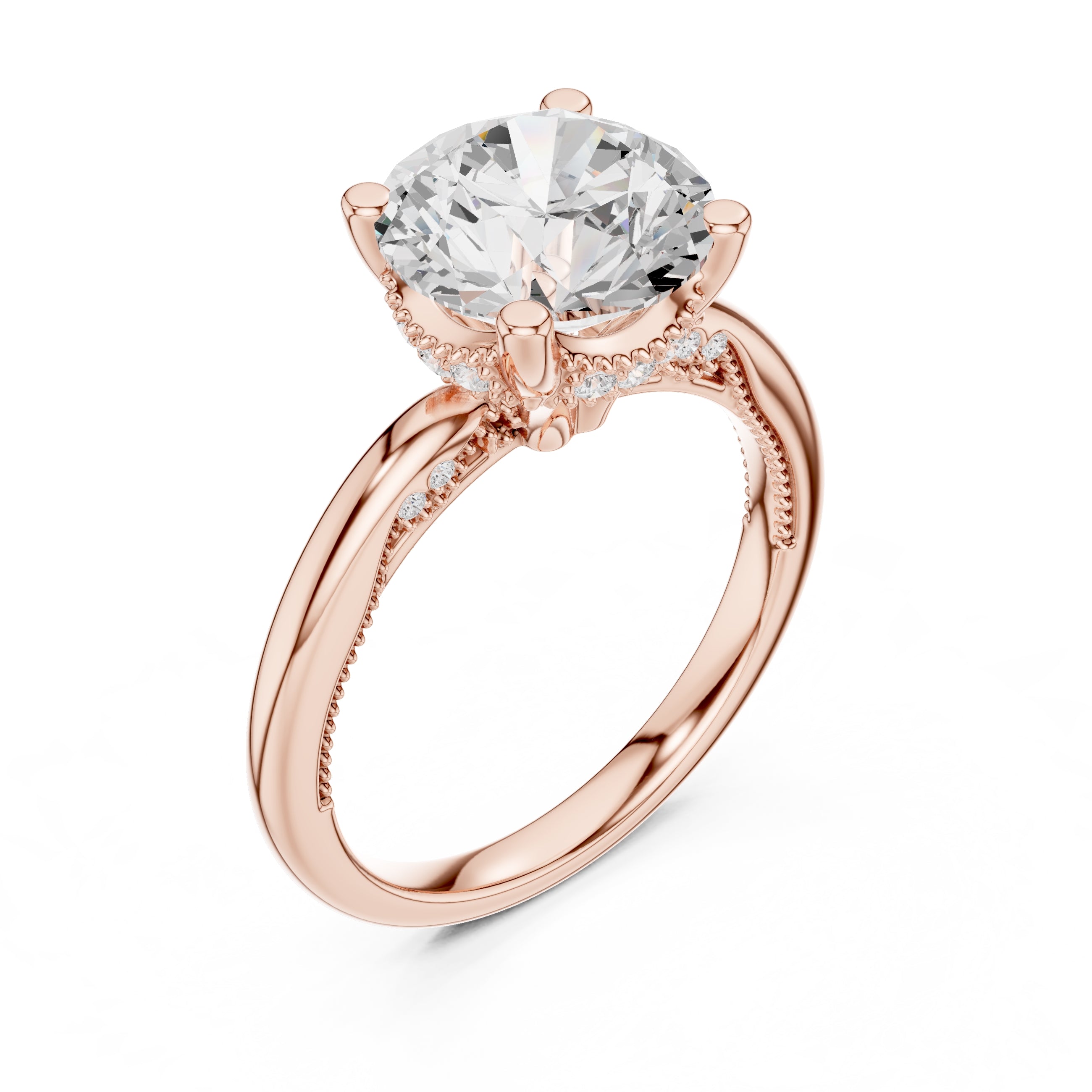 2.50 ct Ember Solitaire Engagement Ring 2.5ct Rose Gold Round