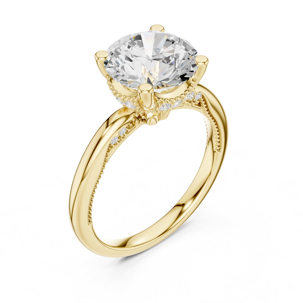 2.50 ct Ember Solitaire Engagement Ring 2.5ct Yellow Gold Round