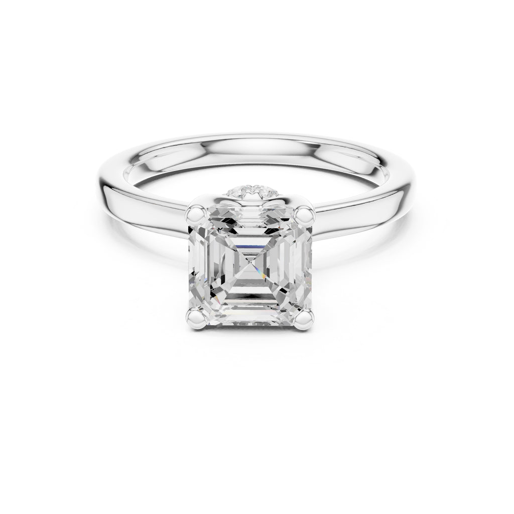 1.50 ct Crown Basket Engagement Ring 1.5ct White Gold Asscher