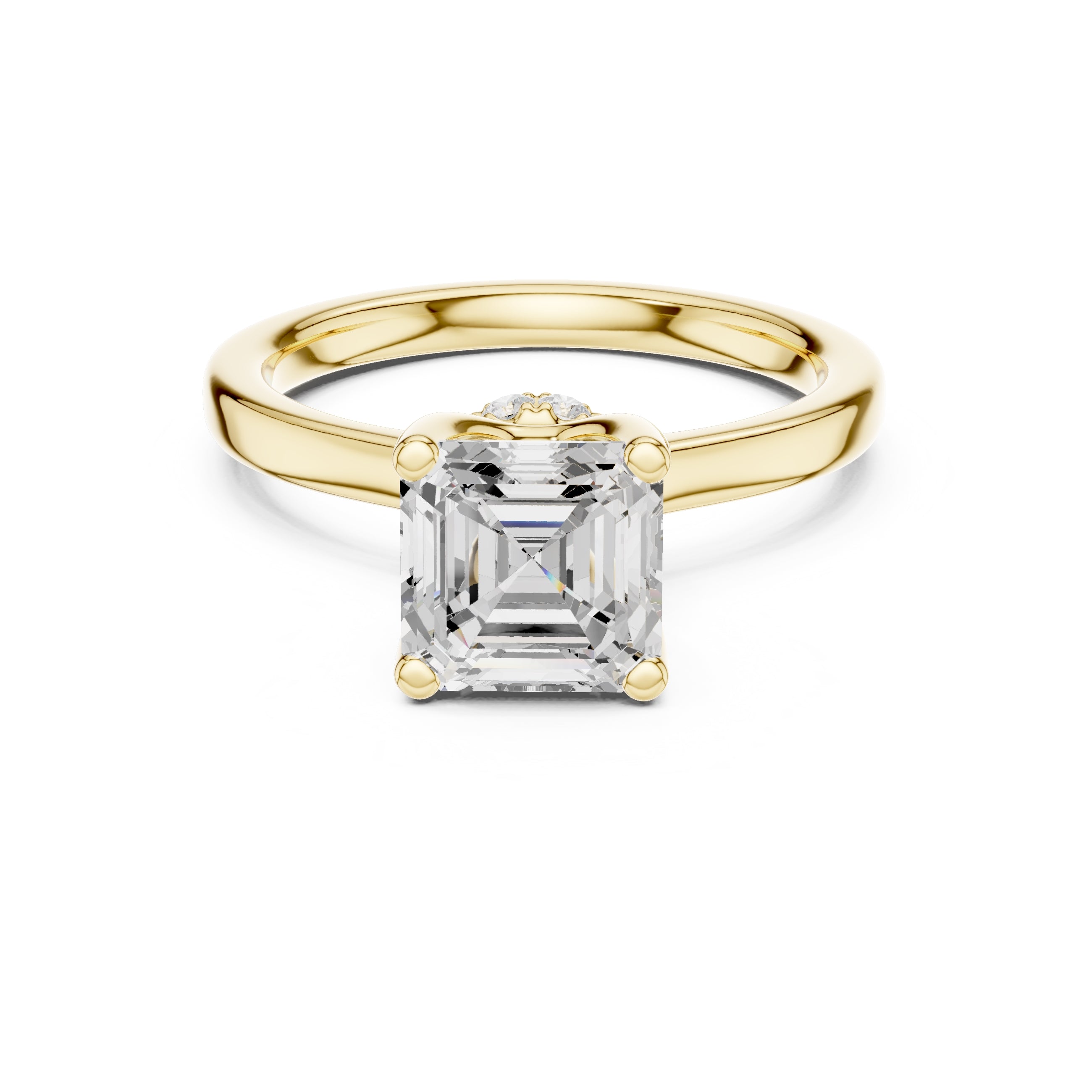 1.50 ct Crown Basket Engagement Ring 1.5ct Yellow Gold Asscher