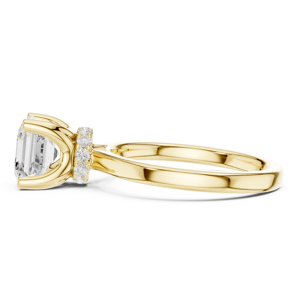 1.50 ct Crown Basket Engagement Ring 1.5ct Yellow Gold Asscher