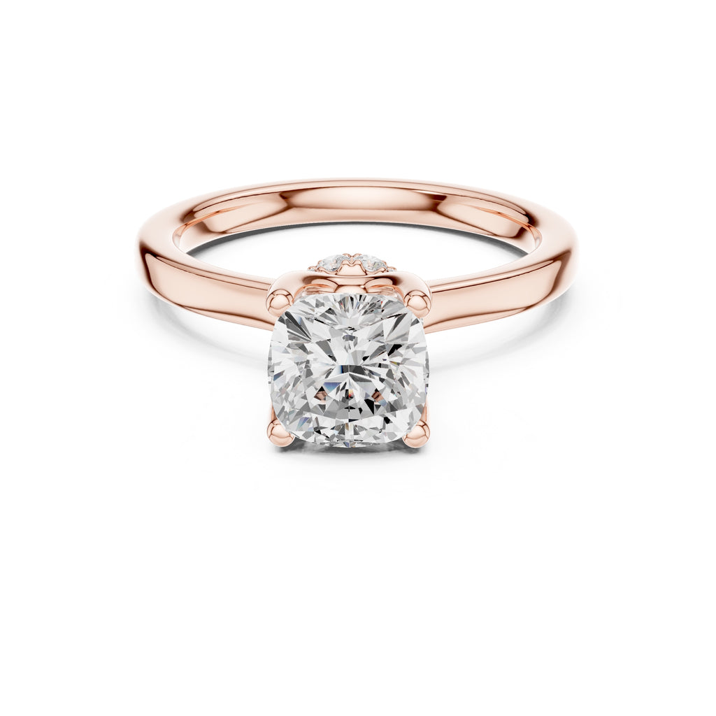 1.50 ct Crown Basket Engagement Ring 1.5ct Rose Gold Cushion