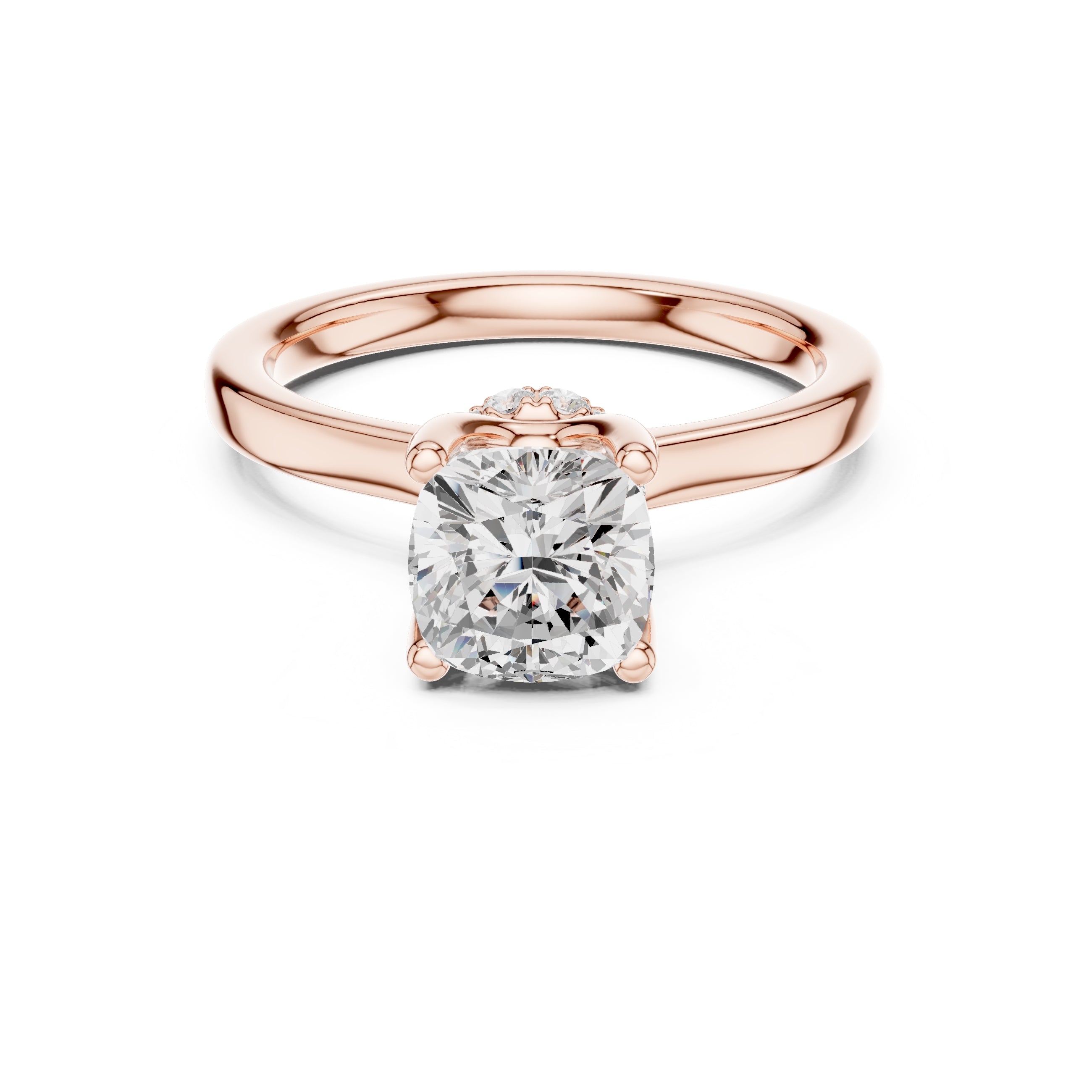 1.50 ct Crown Basket Engagement Ring 1.5ct Rose Gold Cushion