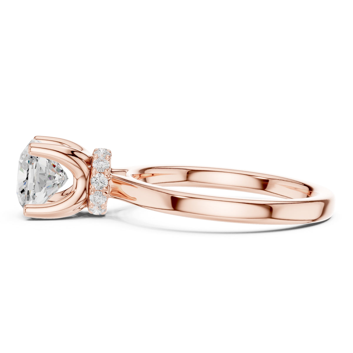 1.50 ct Crown Basket Engagement Ring 1.5ct Rose Gold Cushion