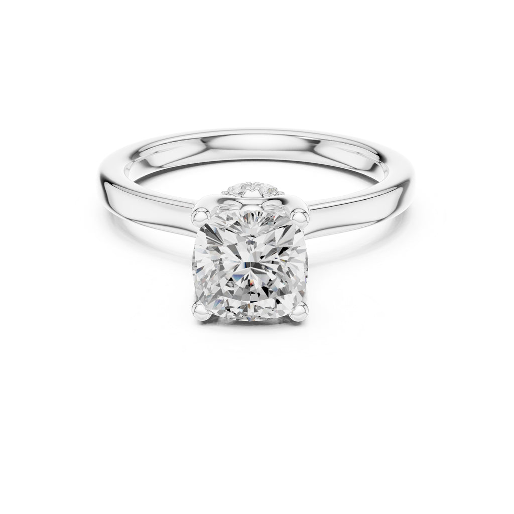 1.50 ct Crown Basket Engagement Ring 1.5ct White Gold Cushion