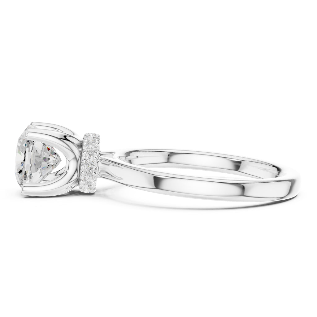 1.50 ct Crown Basket Engagement Ring 1.5ct White Gold Cushion