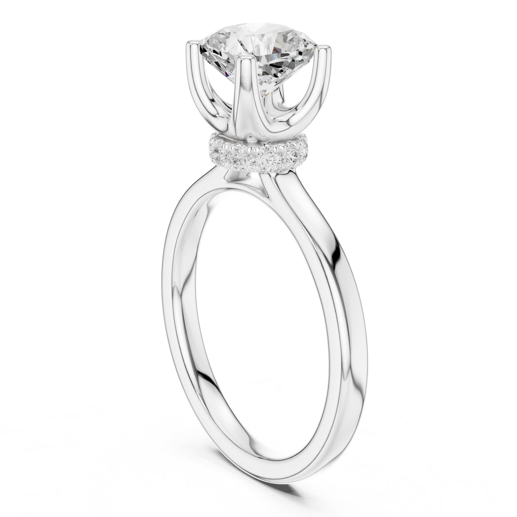 1.50 ct Crown Basket Engagement Ring 1.5ct White Gold Cushion