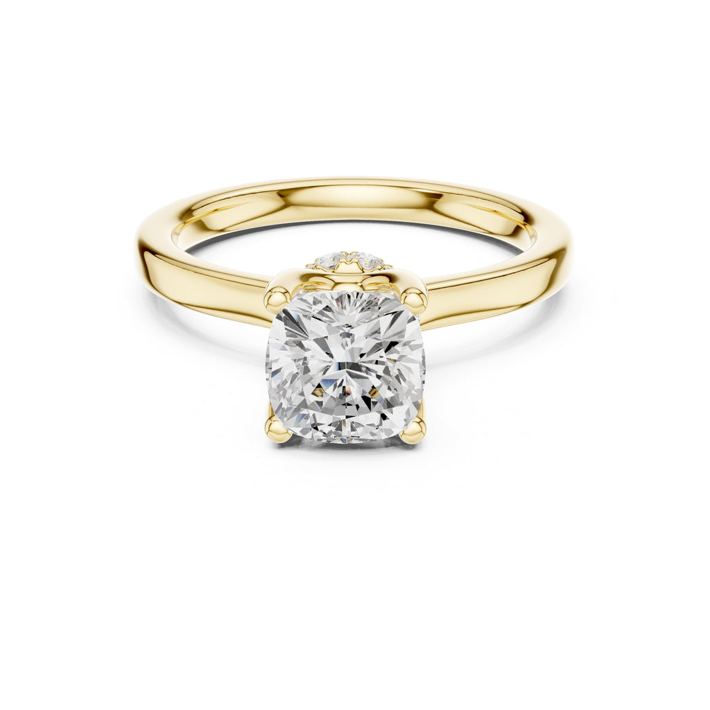 1.50 ct Crown Basket Engagement Ring 1.5ct Yellow Gold Cushion