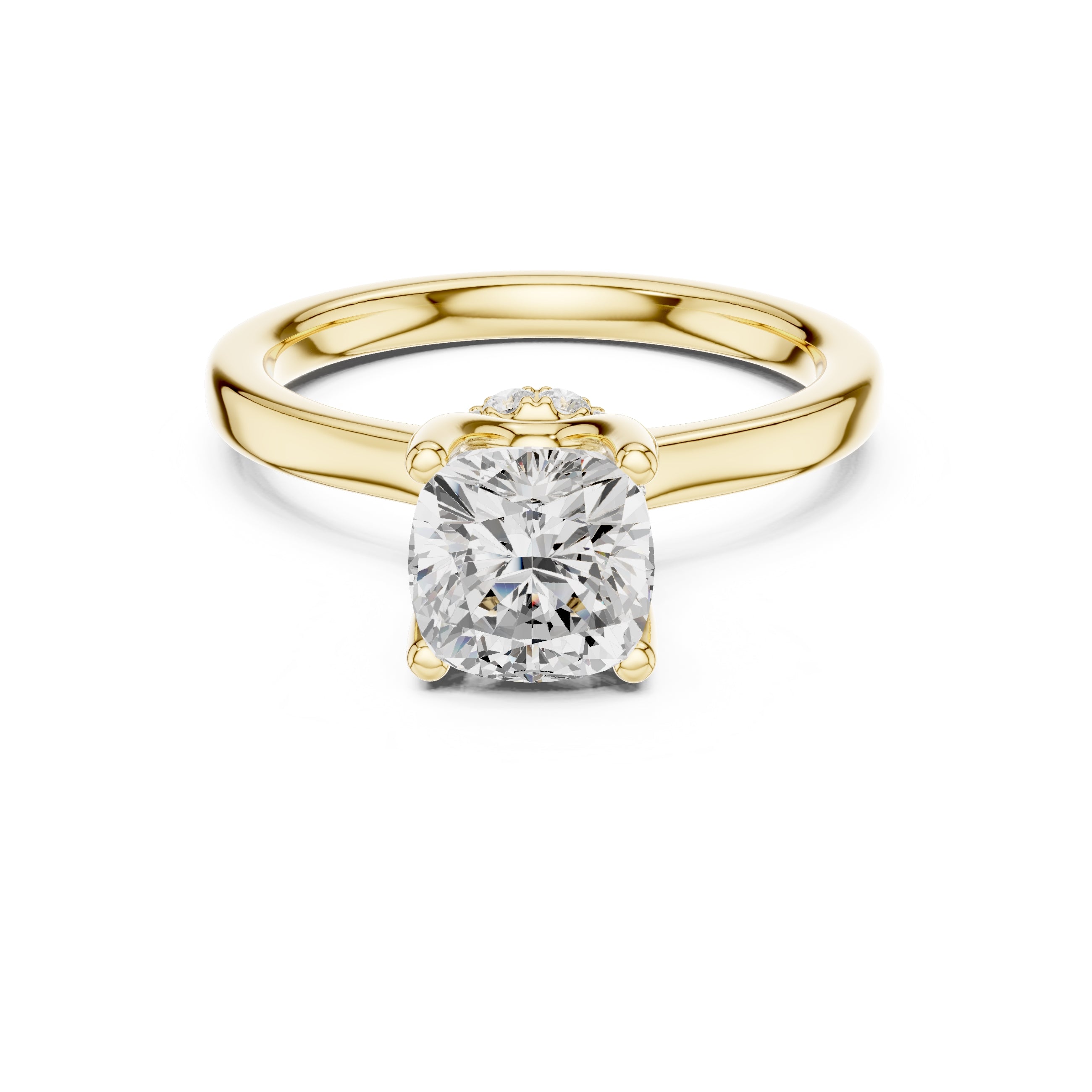 1.50 ct Crown Basket Engagement Ring 1.5ct Yellow Gold Cushion